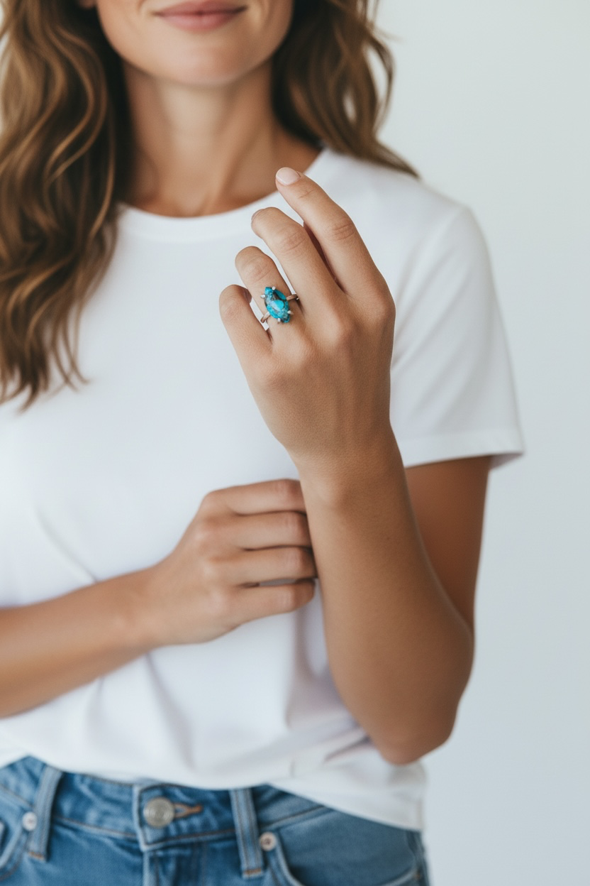 Neptune 925 Eco Silver Copper Turquoise Ring
