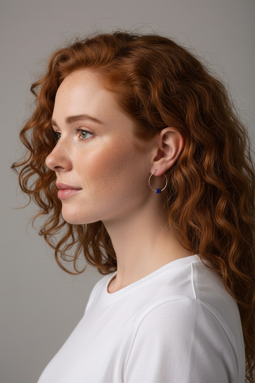 Yulia Silbercreolen mit Lapislazuli