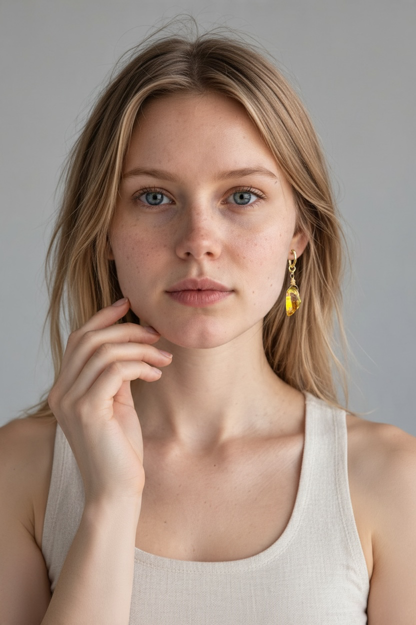 Bernstein Creolen 18k Gold