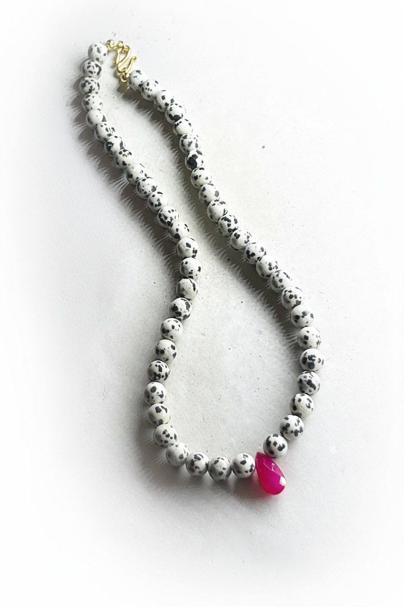 Dalmatiner Jaspis Choker pink Chalcedon