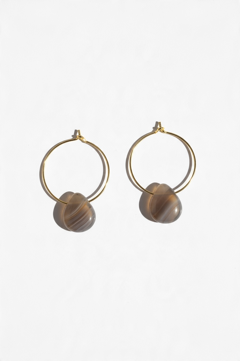 Grey Agate Creolen