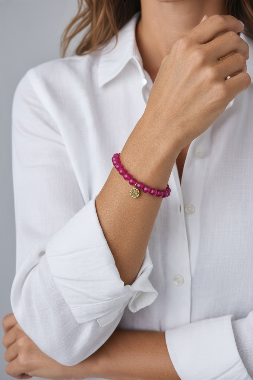 Pink Achat Edelstein Armband