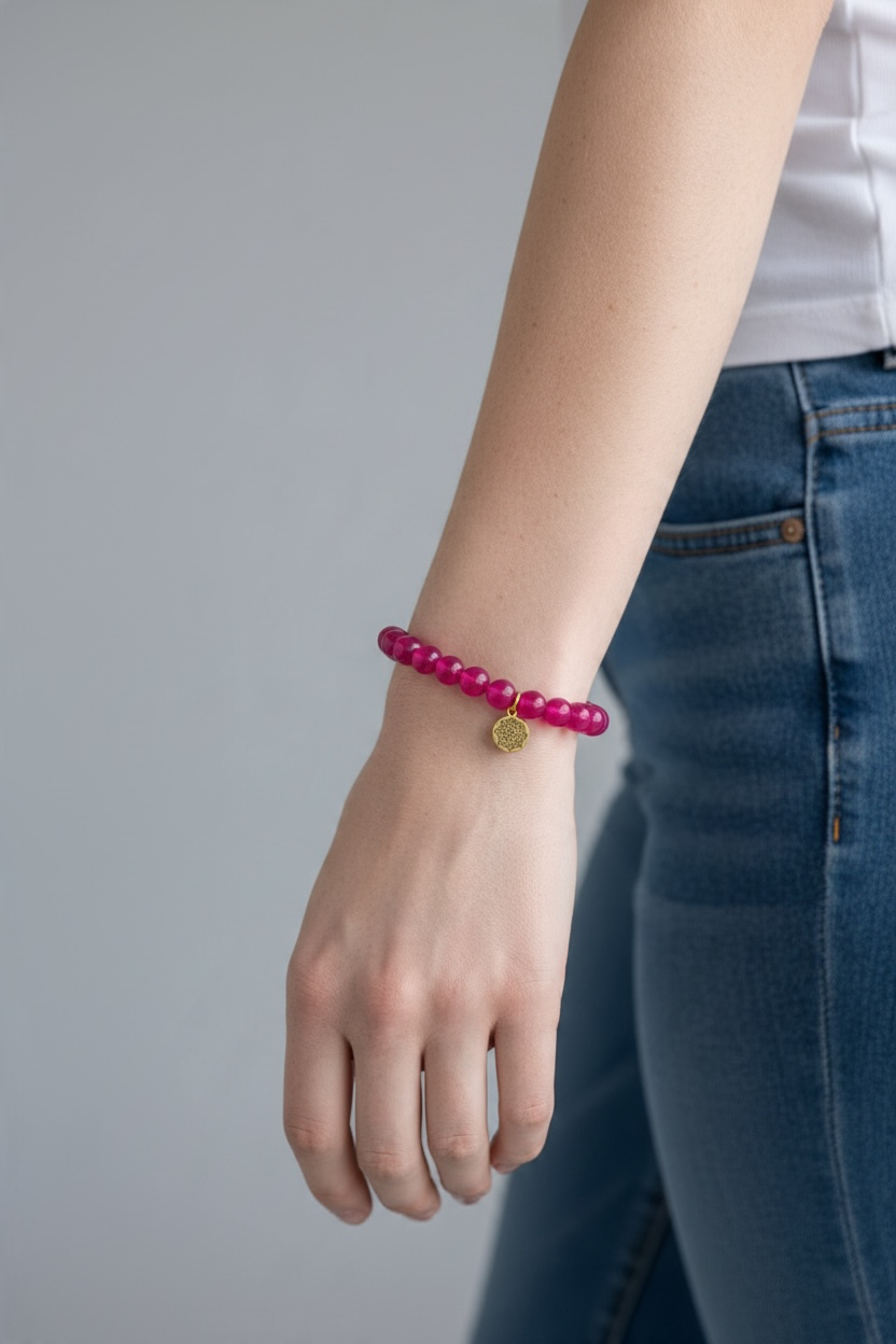 Pink Achat Edelstein Armband