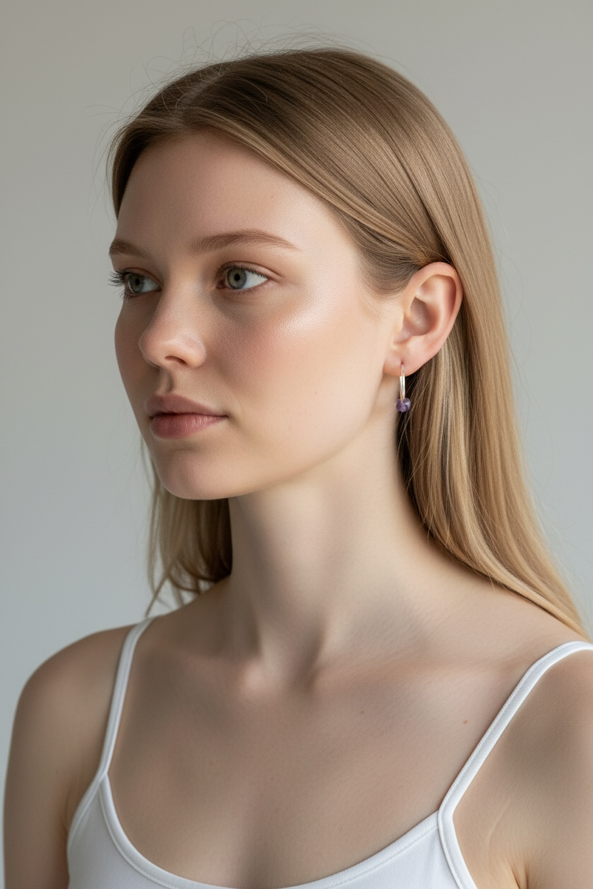 Yulia Silbercreolen mit Amethyst