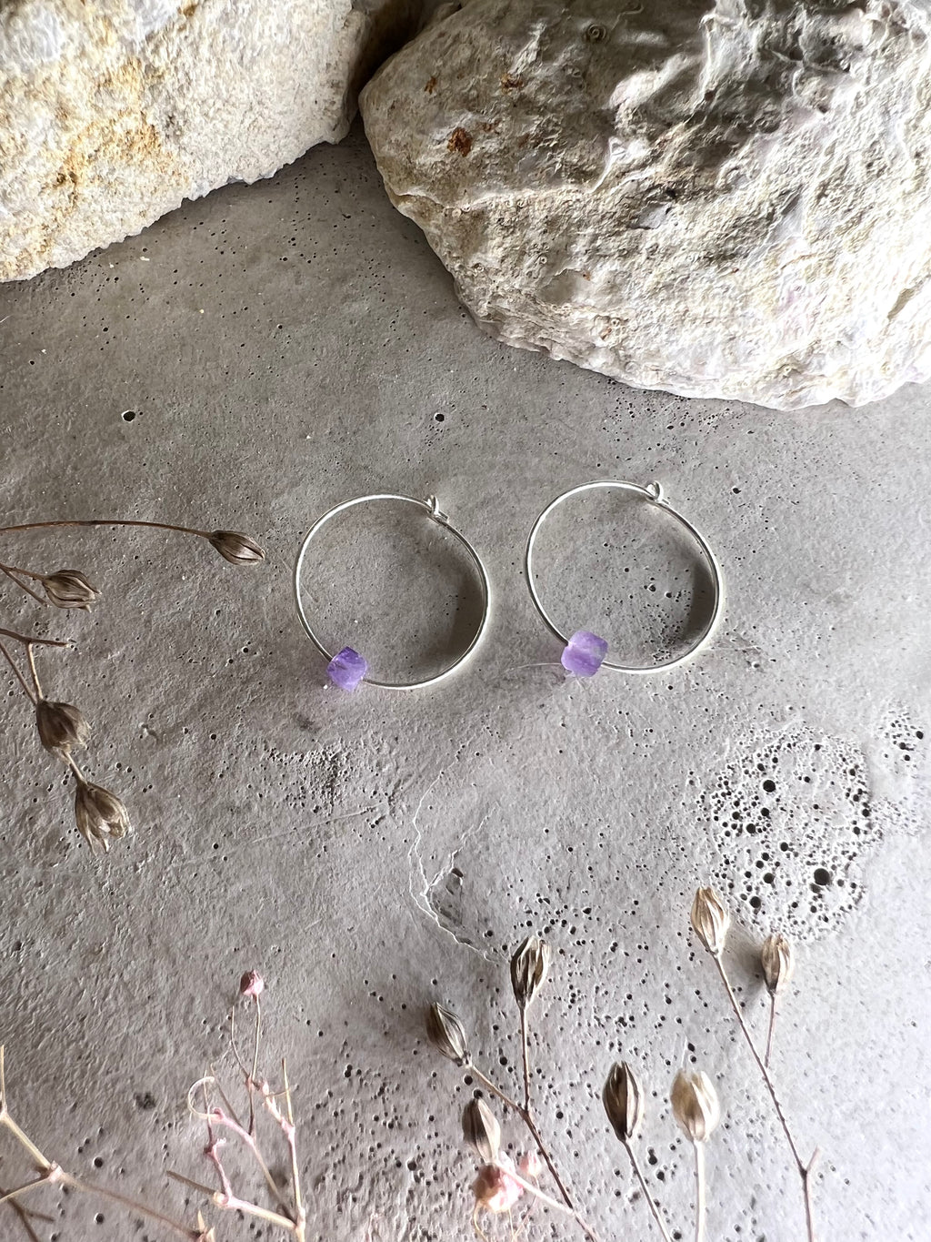 Yulia Silbercreolen mit Amethyst