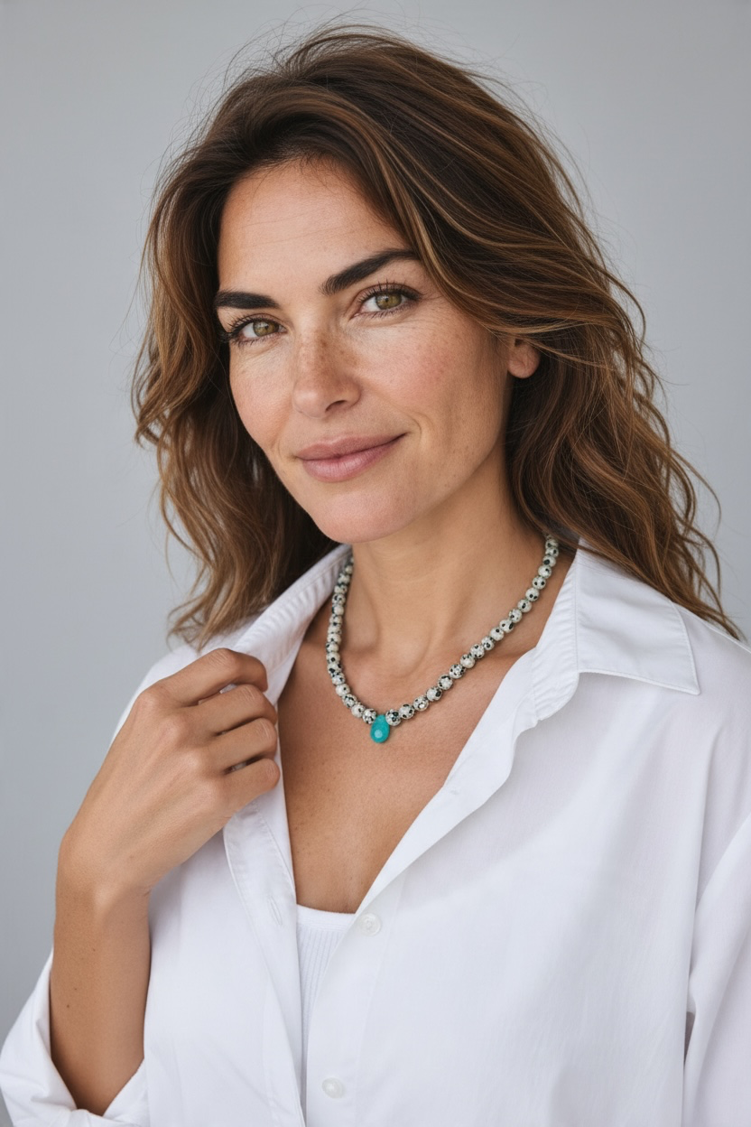 Dalmatiner Jaspis Choker Amazonit