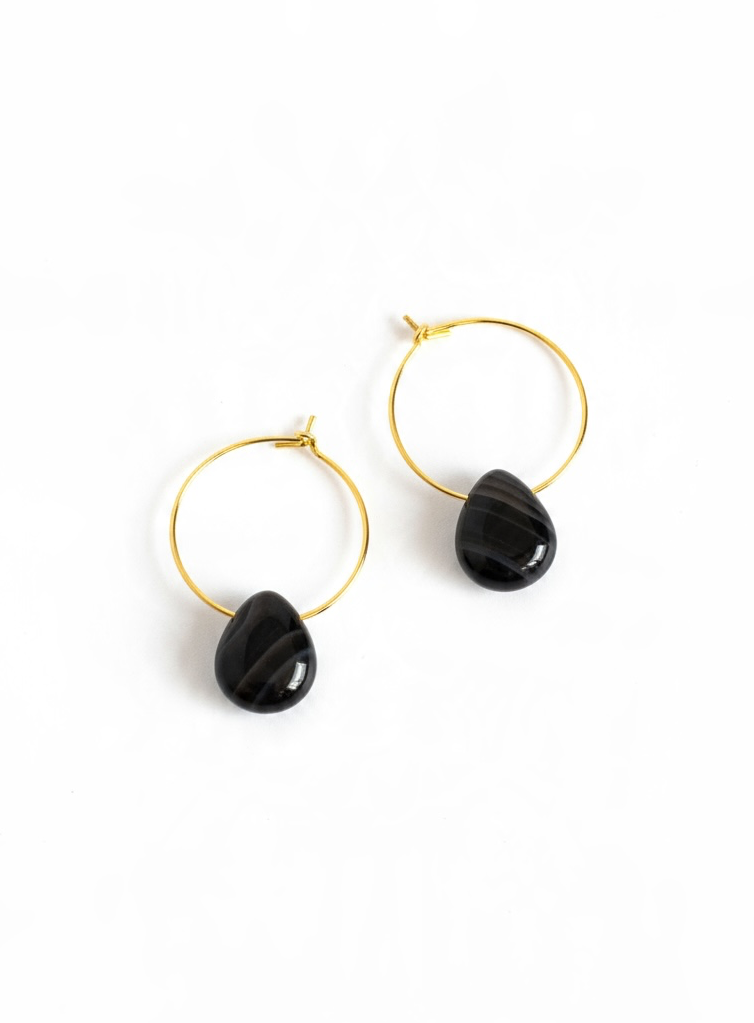Black Agate Creolen