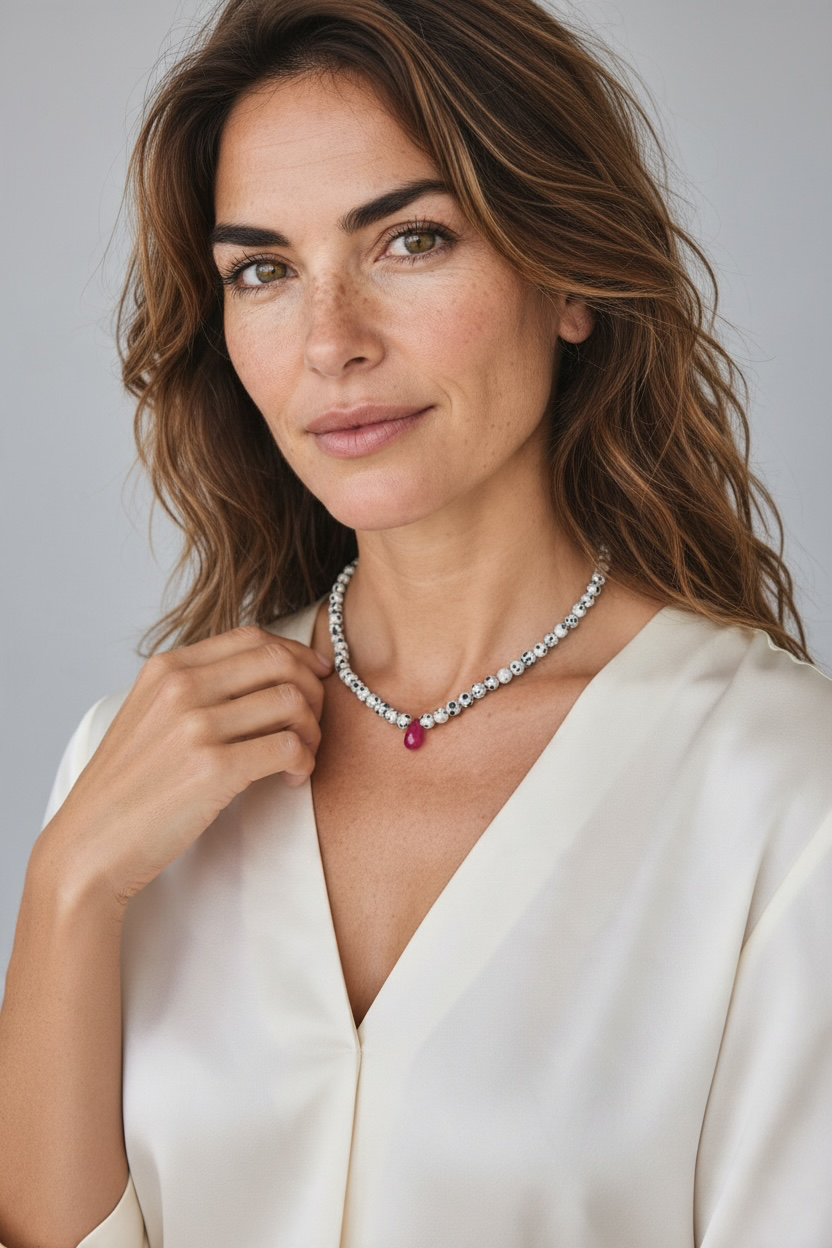 Dalmatiner Jaspis Choker pink Chalcedon