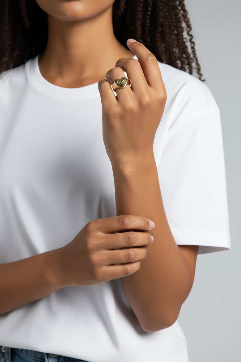 Love Siegelring 925 Silver 18 gold Vermeil